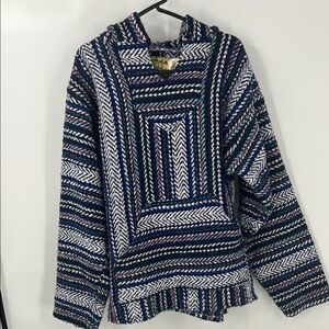 Baja Joe vintage Colorful Striped Women's pullover hooded jacket/Sweater XL